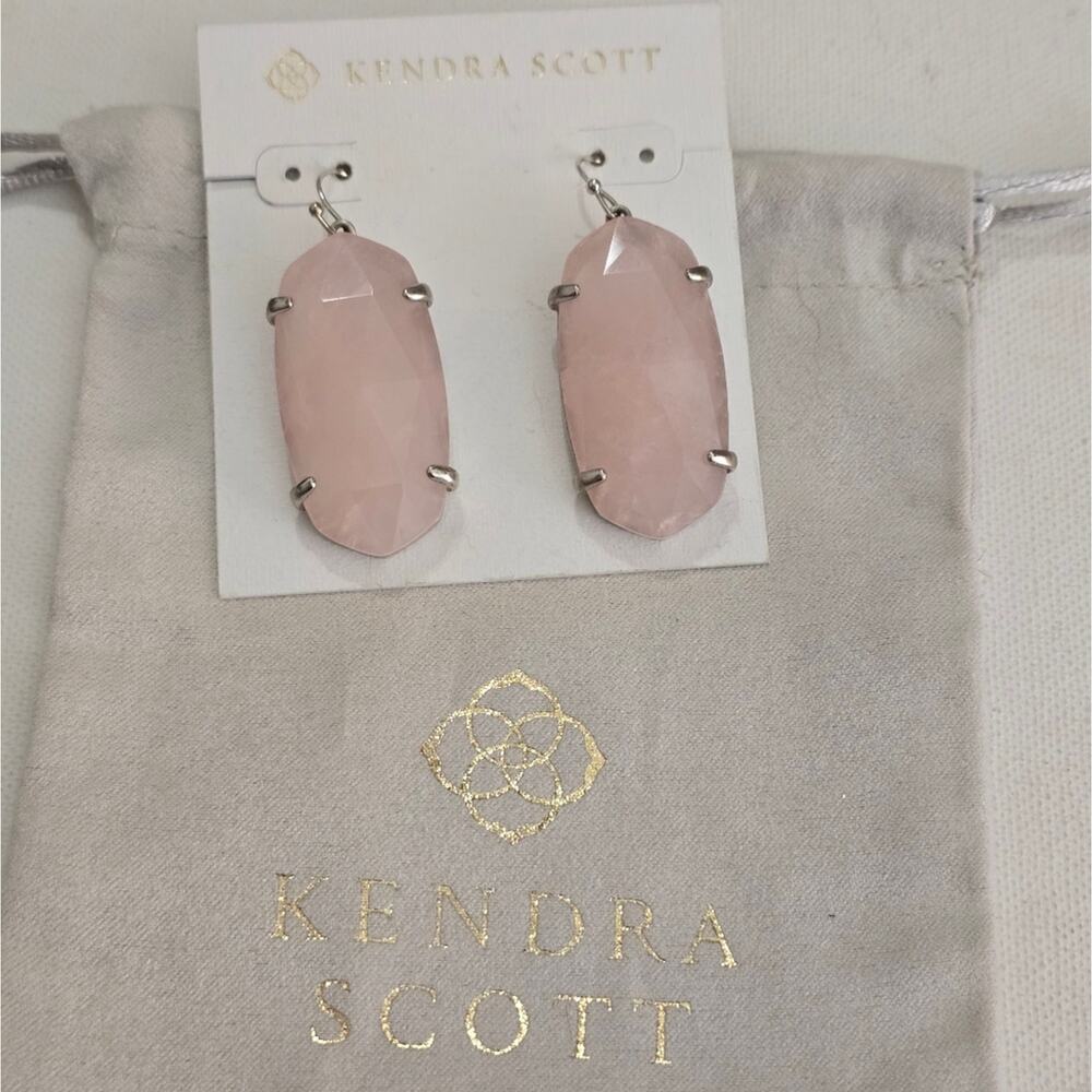 Kendra Scott Esme Rhodium and Rose Quartz EARRINGS New